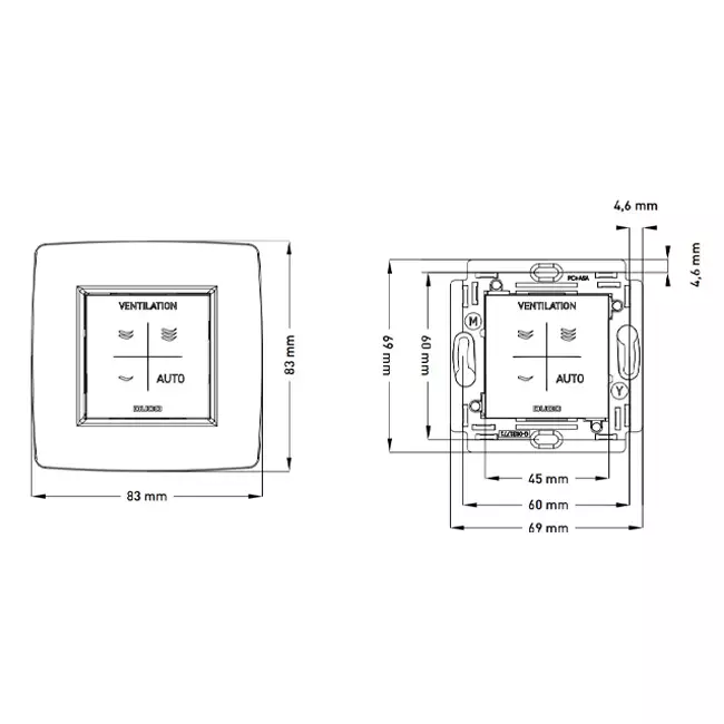 Interruttore di comando Duco RF/BAT nero
