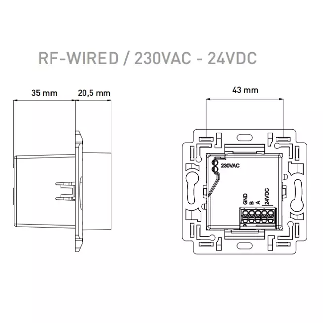 Interruttore di comando Duco RF/BAT nero