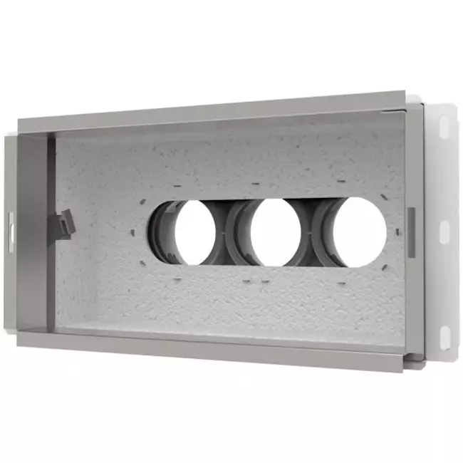 Vent-Axia Uniflexplus contenitore da parete collegamento posteriore isolato 3 x Ø69 mm per tubo rettangolare zincato 300 x 150mm