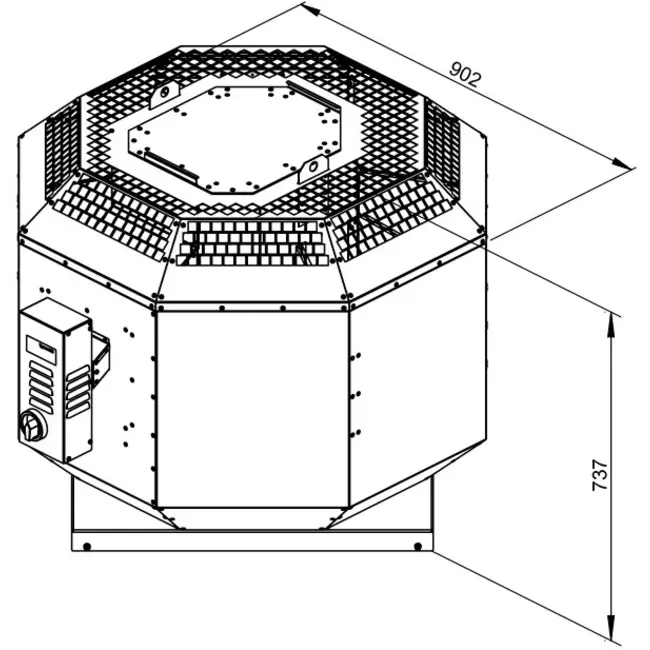 Aspiratore da tetto verticale per estrazione fumi da cucina Ruck 7905 m³/h (DVN 500 D4 F4 30)
