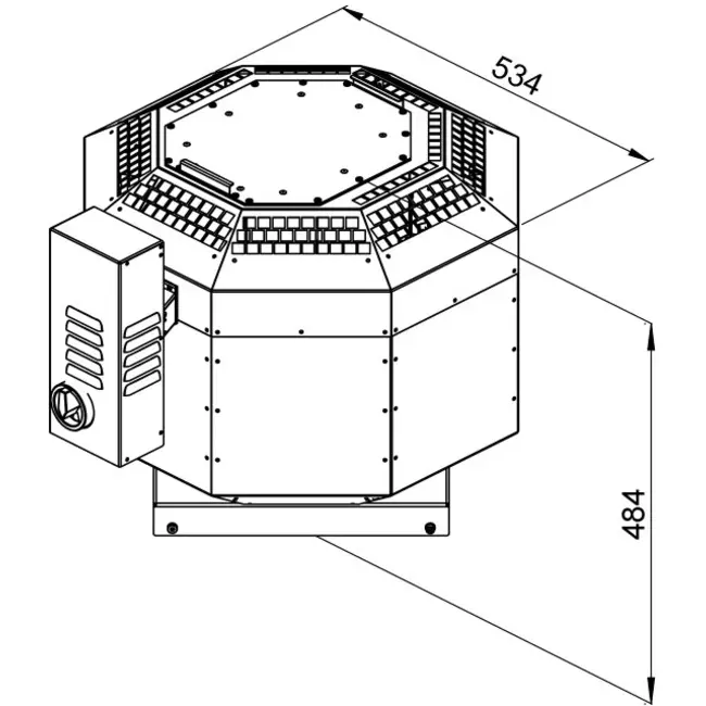 Aspiratore da tetto verticale per estrazione fumi da cucina Ruck silenziato 2342 m³/h (DVNI 250 D2 F4 30)