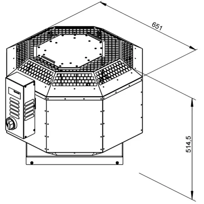 Aspiratore da tetto verticale per estrazione fumi da cucina Ruck silenziato 2710 m³/h (DVNI 280 D2 F4 30)