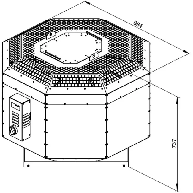 Aspiratore da tetto verticale per estrazione fumi da cucina Ruck silenziato 6975 m³/h (DVNI 450 D4 F4 30)