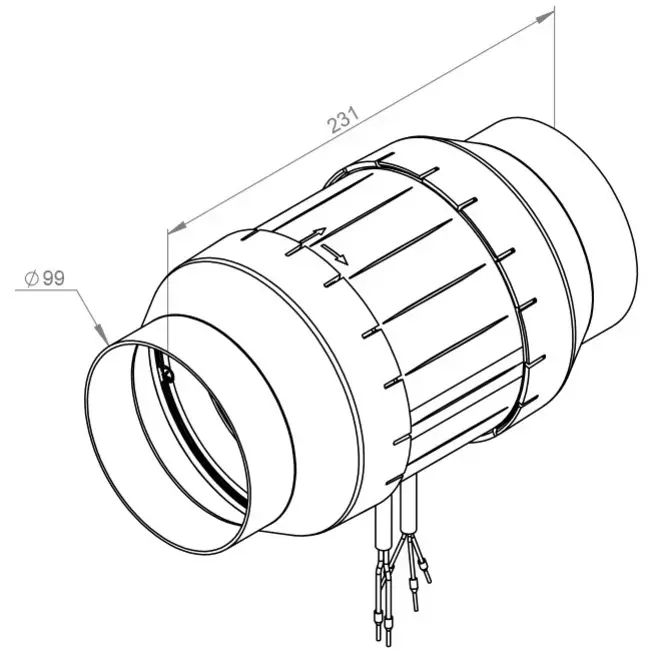 Ventilatore a tubo Ruck Etamaster con motore EC 190 m³/h Ø 100 mm - EM 100L EC 01