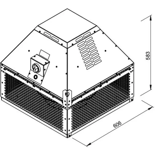 Aspiratore da tetto per estrazione fumi Ruck orizzontale fino a 200 °C costante e 400 °C/120 min - 4700 m³/h (DHN 355 D4 F4 30)