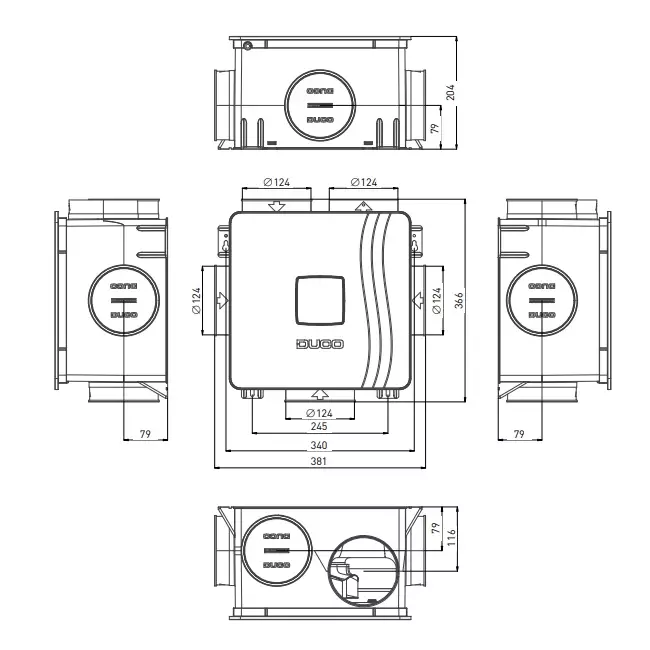 DucoBox Reno 325 m³/h - spina di sicurezza