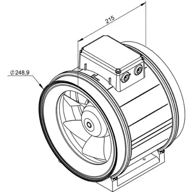Aspiratore a tubo Ruck ETAMASTER con Motore EC 1780 m³/h - Ø 250 mm + potenziometro di controllo 10 kO