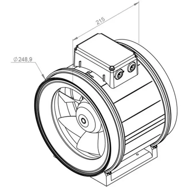 Aspiratore a tubo Ruck ETAMASTER con Motore EC 2175 m³/h - Ø 250 mm + potenziometro di controllo 10 kO
