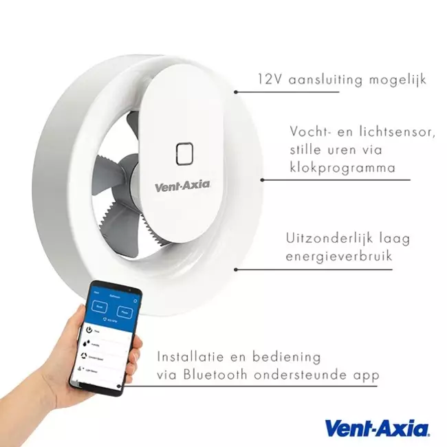 Aspiratore per il bagno svara con sensore di umidità e luce 100-125 mm (controllato dall'app)