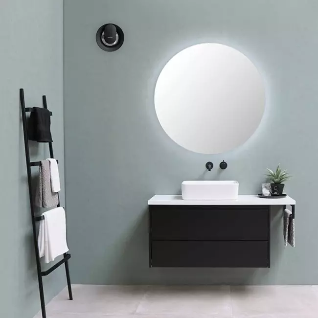 Ventilatore da bagno Svara con timer, sensore di umidità e sensore di luce, 100-125 mm (controllabile tramite app) NERO