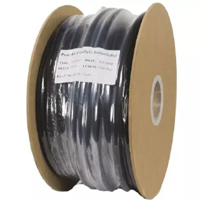 Cavo flessibile in gomma nera 3 x 2,5 per uso esterno, rotolo da 50 metri