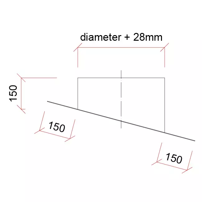 Faldale tetto di alluminio Thermoduct per terminale a tetto diametro 250 mm - 24 gradi