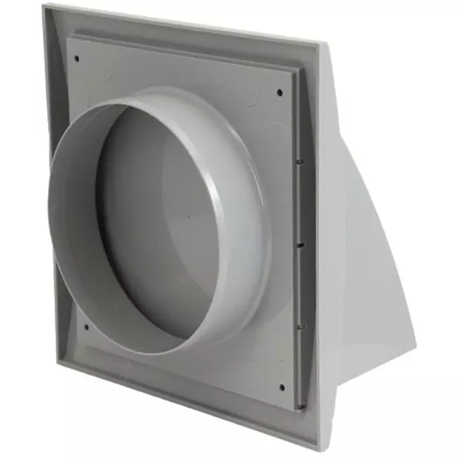 Griglia a muro con valvola di non ritorno 190x190 mm diametro 125 mm grigia - ND12FVP