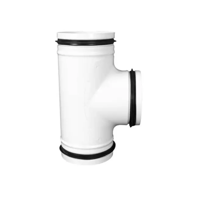 Raccordo a T 90 gradi bianco diametro 125 mm in metallo - RAL 9010
