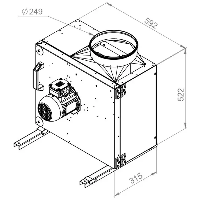 Aspiratore a cassetta per estrazione fumi Ruck swing-out e motore a controllo di frequenza 2730 m³/h (MPS 250 D2 F4 30)