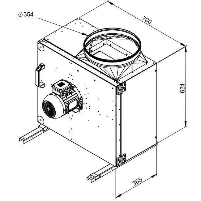 Aspiratore a cassetta per estrazione fumi Ruck swing-out e motore a controllo di frequenza 4350 m³/h (MPS 355 D4 F4 30)