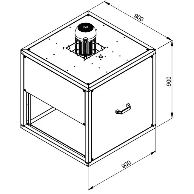 Aspiratore a cassetta per estrazione fumi Ruck con flusso d'aria lineare e motore esterno al flusso d'aria 12075 m³/h (MPC 560 D4 F4 T30)