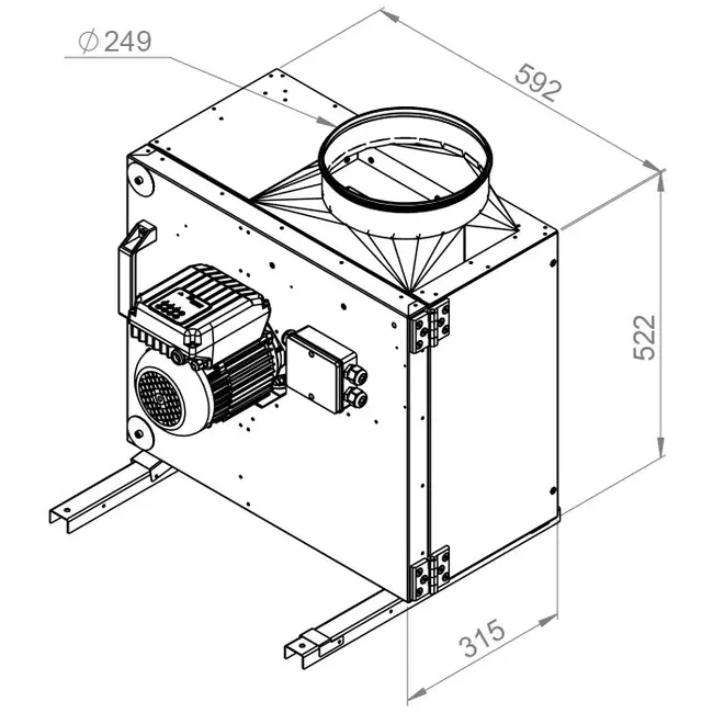 Aspiratore a cassetta Ruck MPS con motore EC 2850 m³/h diametro 249 mm - MPS 250 EC 30