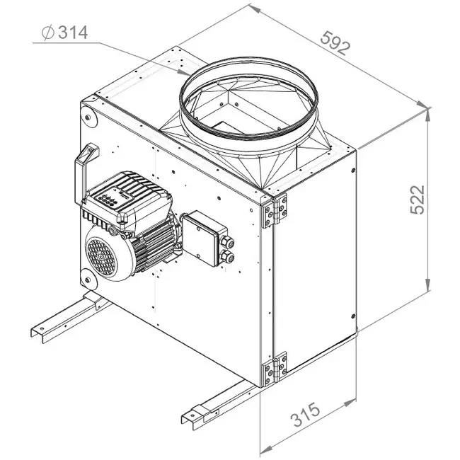 Aspiratore a cassetta Ruck MPS con motore EC 3250 m³/h diametro 314 mm - MPS 280 EC 30