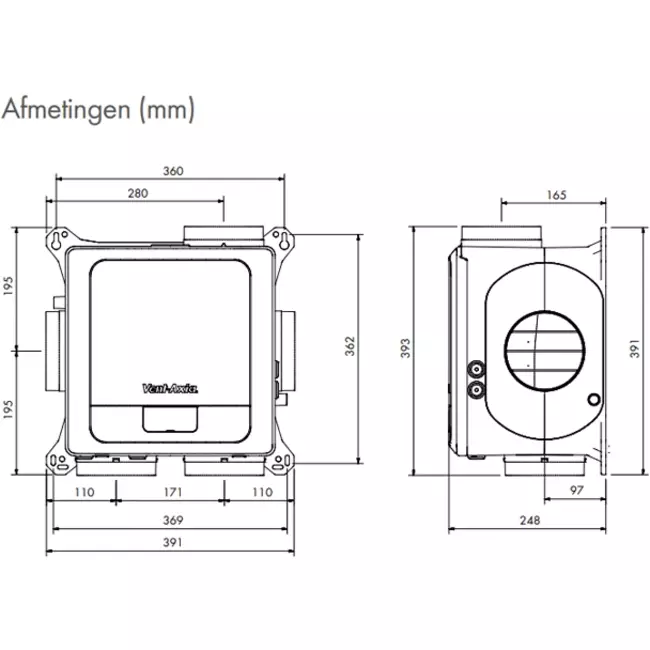 Vent-Axia Multihome BPD base 300 m³/h + sensore di umidità - spina perilex