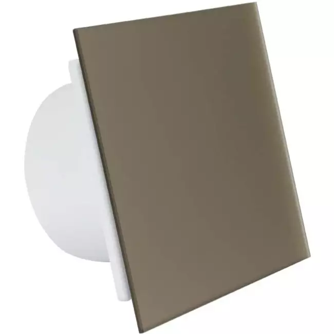 Aspiratore per il bagno Ø 125 mm con timer - pannello frontale di vetro dorato satinato