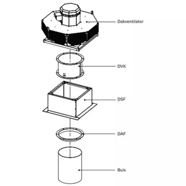 Horizontale metalen dakventilator - DHL 450 EC RK 01