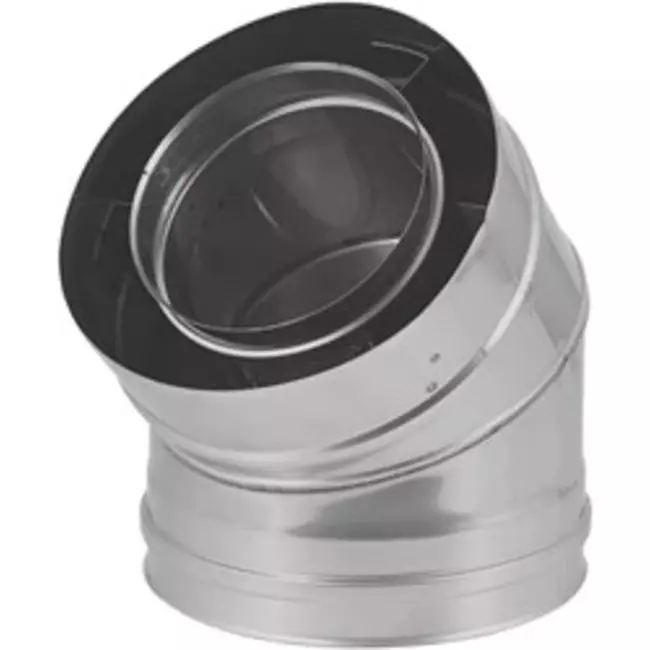Curva concentrica diametro 80 - 125 mm 45° I316L/I304 (D 0,5/0,6) (incl.  gomme di tenuta tubo interno)