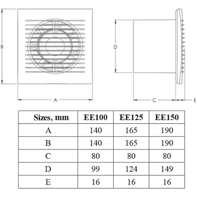 Aspiratore per il bagno Ø 100 mm oro con timer e sensore umidità - EE100HTG