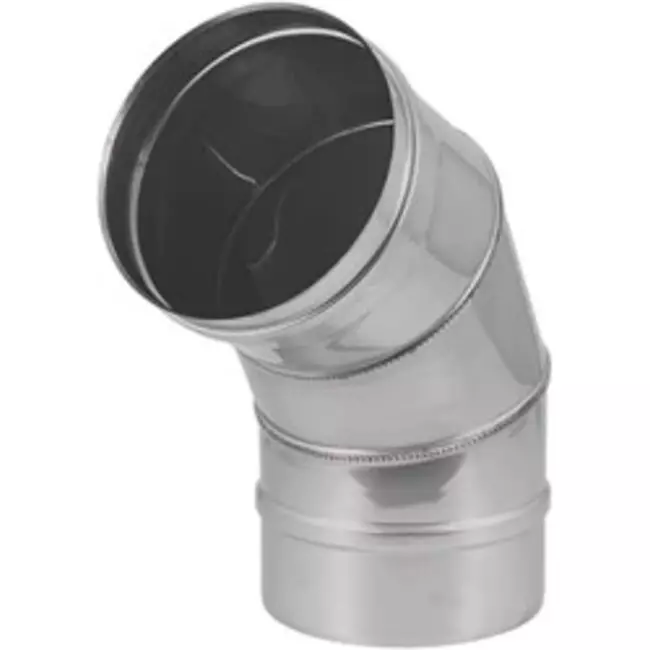 Tubo stufa PS Ø 100 mm in acciaio inox curva 60°
