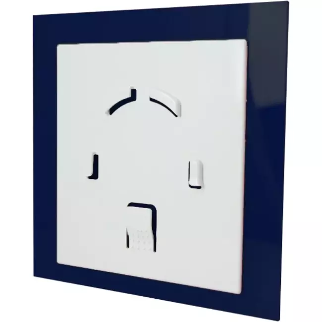 Air Roxy aspiratore per il bagno con diametro di collegamento 100 mm con interruttore a corda e spina - pannello frontale di plastica blu