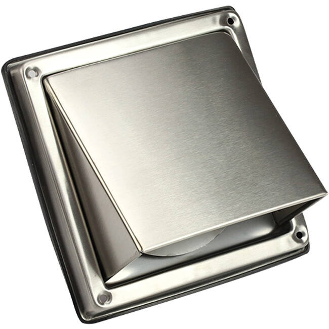 Griglia frontale in acciaio inox da 100 mm con serranda di non ritorno in entrata alta - EL-SS-BD100 SS
