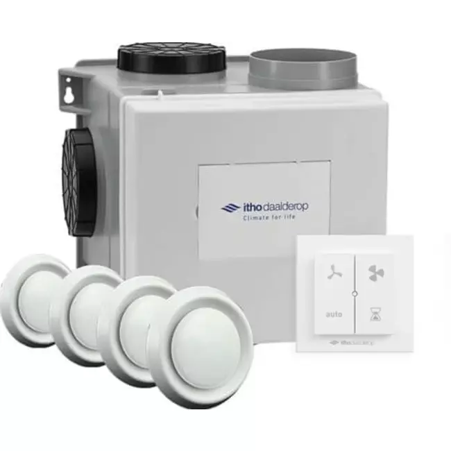 Itho Daalderop CVE-S ECO Package SE 325 m³/h + sensore di umidità + controllo automatico RFT-N + 4 valvole - spina euro