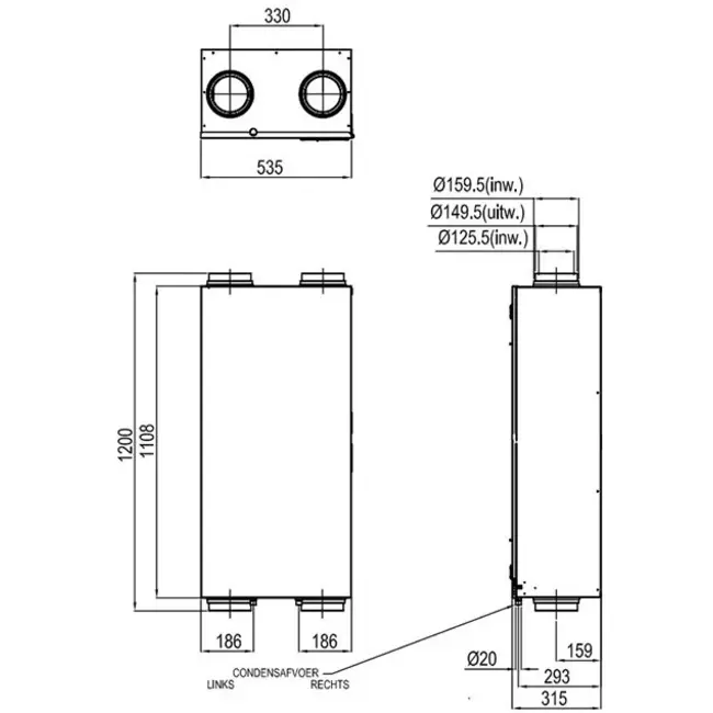 Zehnder Stork Unità VMC con recupero di calore WHR 920 Base RF L
