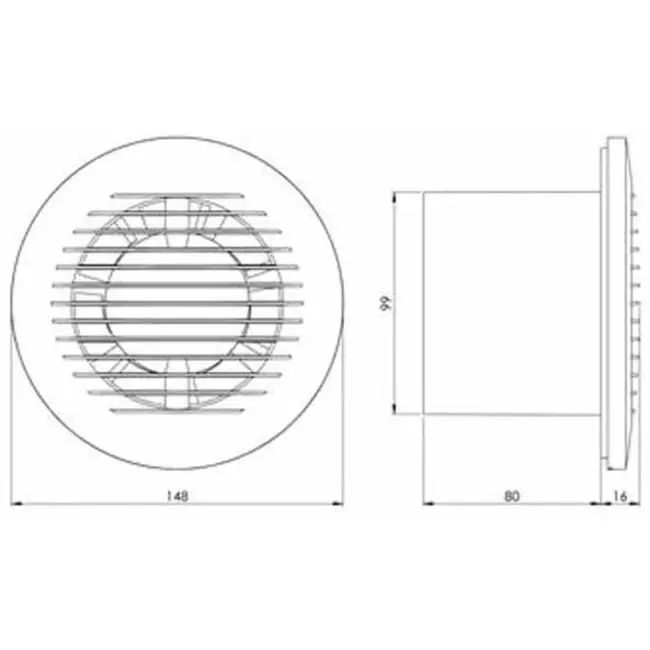 Aspiratore per il bagno rotondo Ø 100 mm bianco con timer - EE100T