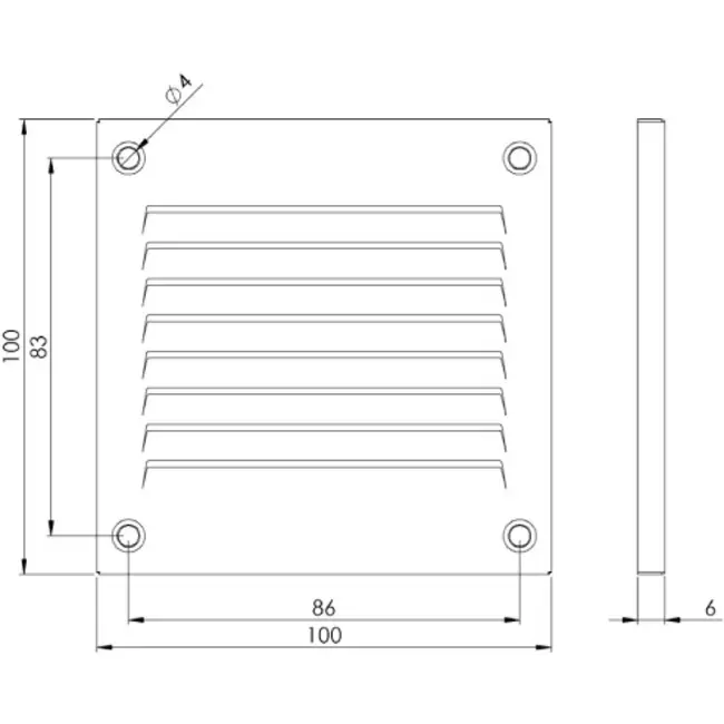 Griglia metallica 100x100 mm zincata - MR1010Zn