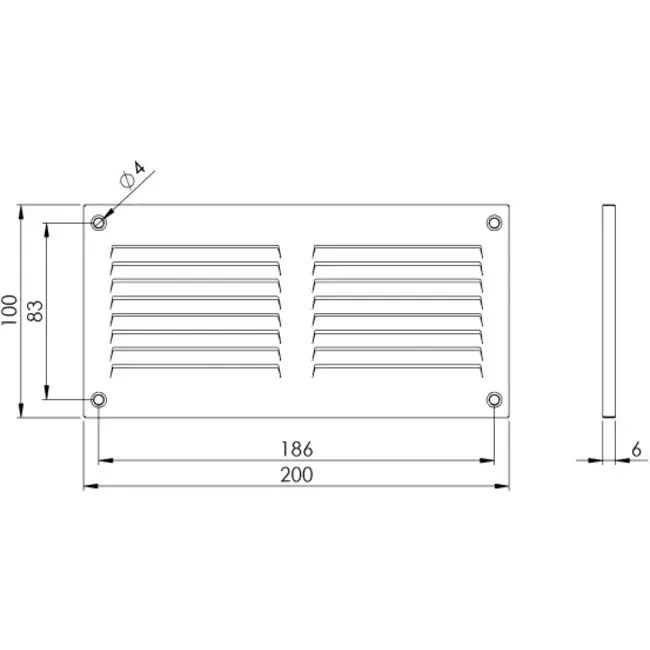 Griglia a fessura rettangolare in metallo 200x100 zincata - MR2010