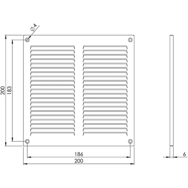 Griglia metallica 200x200 mm nera - MR2020M - RAL9005
