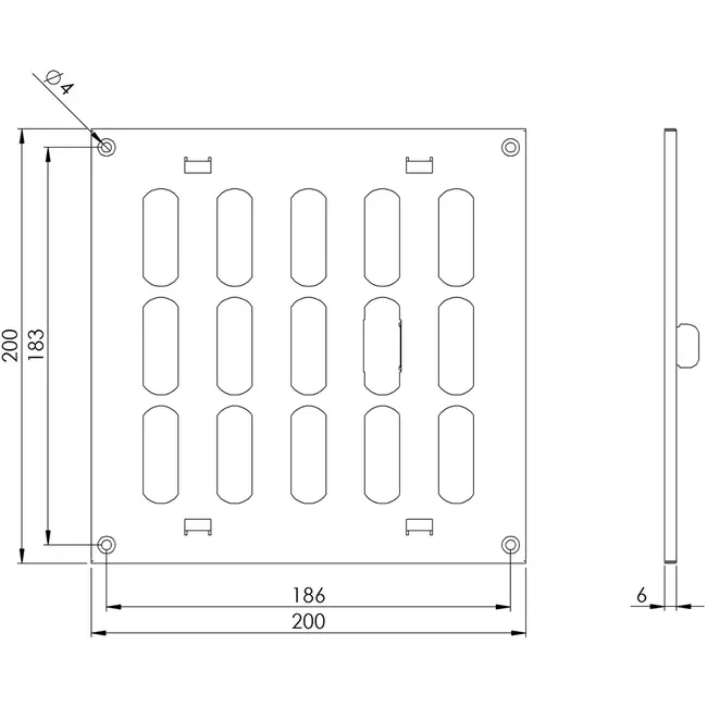 Griglia metallica regolabile 200x200 mm bianca - MR2020R - RAL9016