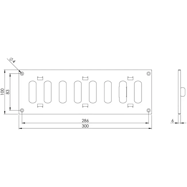 Griglia metallica regolabile 300x100 mm nera - MR3010RM - RAL9005