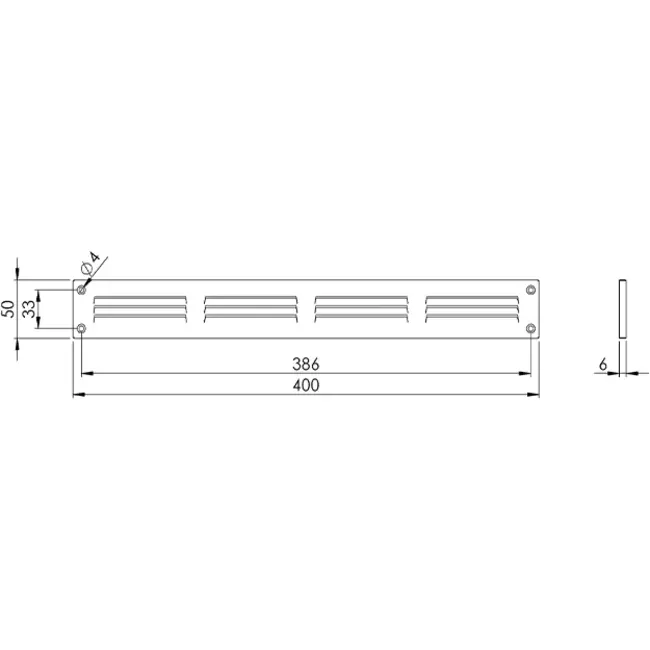 Griglia metallica 400x50 mm nera - MR405M - RAL9005