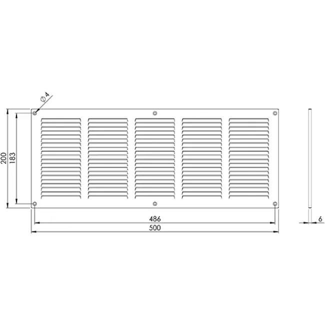 Griglia metallica 500x200 mm bianca - MR5020