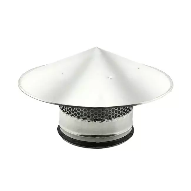 Cappello antipioggia con rete Ø 100 mm - Zincato