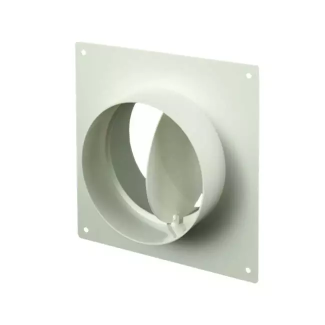 Piastra a parete tonda in plastica con valvola di non ritorno diametro: 100 mm - AFV100