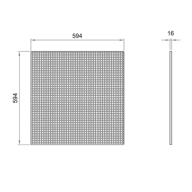 Pannello forato 600 x 600 mm per l'inserimento in controsoffitti - RAL9005 30% lucido