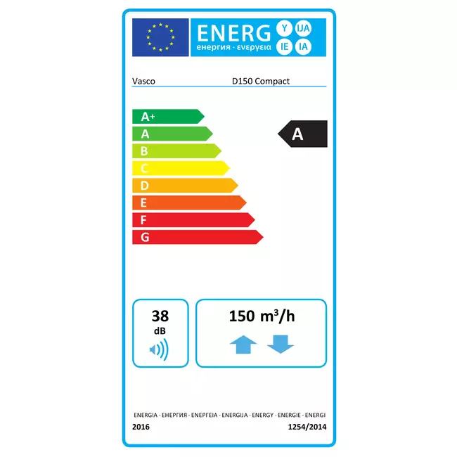 Vasco D150 compatto per ventilazione meccanica con recupero di calore - 150m³/h