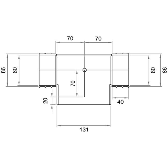 Wavin Ventiza T-raccordo PVC ovale 195x80x50 mm per diametro 125 mm M/M/M