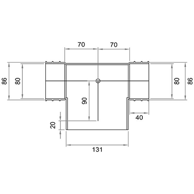 Wavin Ventiza Raccordo a T in PVC ovale 195x90x70 mm per diametro 125 mm M/M/M