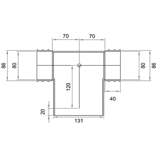 Wavin Ventiza Ramo T in PVC ovale 195x80x100 per diametro 125 mm M/M/M