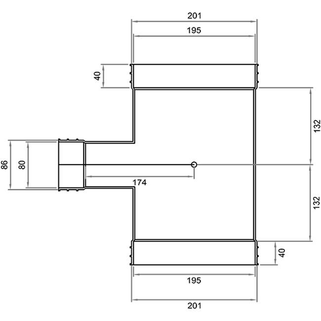 Wavin Ventiza Ramo T in PVC ovale 195x80 mm M/M/M