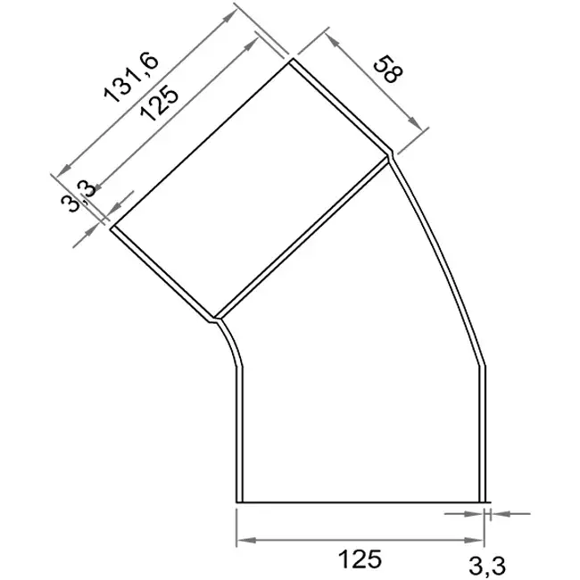 Wavin Ventiza curva 45 gradi PVC rotonda per diametro 125 mm M/S
